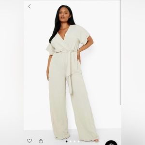 Woven Belted Wide Leg Junpsuit